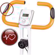 ULTIMAX F-Bike Advanced Bicycle Trainer with Training Computer, App, Pulse Readers, Collapsible with Back support Foldable Exercise Bike