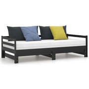 Vidaxl Pull-out Day Bed Black Solid Pinewood 2x Vidaxl Pull-out Day Bed Black Solid Pinewood 2x