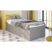 Kidsaw Single Bed with Storage Captainâ€™s Cabin Storage Single Bed with Mattress Grey