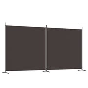 vidaXL 2-Panel Room Divider Brown 348x180 cm Fabric vidaXL 2-Panel Room Divider Brown 348x180 cm Fabric