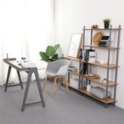 Daamudi Kai Desk, Modern Nordic Desk, Study Desk, Computer Desk For Home Office With Solid Wood Base & Oak Top Grey