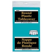 Unique Industries Round Teal Plastic Tablecloth, 84 Unique Industries Round Teal Plastic Tablecloth, 84