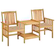 vidaXL Garden Chairs with Tea Table and Cushions Solid Acacia Wood vidaXL Garden Chairs with Tea Table and Cushions Solid Acacia Wood