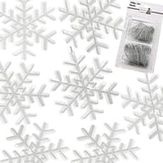 Banberry Designs Snowflake Ornaments - Set Of 24 White 'Fuzzy' Snowflakes - 300 Metal Ornament Hooks Included - Snowflake Decorations - Christmas Decor Banberry Designs Snowflake Ornaments - Set Of 24 White 'Fuzzy' Snowflakes - 300 Metal Ornament Hooks Included - Snowflake Decorations - Christmas Decor