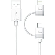 Iluv ICB267WHT Lightning Cable W/ Micro USB 2in1 3Ft White Iluv ICB267WHT Lightning Cable W/ Micro USB 2in1 3Ft White