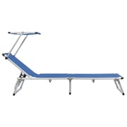 vidaXL Folding Sun Lounger with Roof Aluminium and Textilene Blue vidaXL Folding Sun Lounger with Roof Aluminium and Textilene Blue