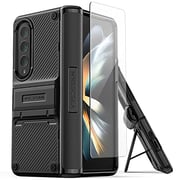 Vrs Design Quick Stand Active Designed For Samsung Galaxy Z Fold 4 Case Cover (2022) With Multi Angle Kickstand And Cover Screen Protector- Matte Black