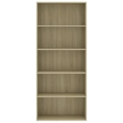 vidaXL 5-Tier Book Cabinet Sonoma Oak 80x30x189 cm Engineered Wood vidaXL 5-Tier Book Cabinet Sonoma Oak 80x30x189 cm Engineered Wood