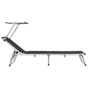 vidaXL Folding Sun Lounger with Roof Aluminium and Textilene Black vidaXL Folding Sun Lounger with Roof Aluminium and Textilene Black