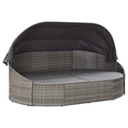 Vidaxl Outdoor Lounge Bed With Canopy Poly Rattan Grey Vidaxl Outdoor Lounge Bed With Canopy Poly Rattan Grey