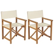 vidaXL Folding Director's Chairs 2 pcs Solid Teak Wood