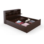 Engineered Wood Bed With Storage Queen Bed with Mattress Walnut