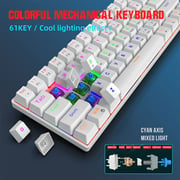 HXSJ V900 Wired 61-key Compact Mechanical Keyboard RGB Backlit Keyboard N-key Rollover Blue Switch Double Shot Keycaps, White