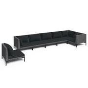 vidaXL 7 Piece Garden Lounge Set with Cushions Poly Rattan Dark Grey vidaXL 7 Piece Garden Lounge Set with Cushions Poly Rattan Dark Grey