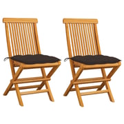 vidaXL Garden Chairs with Taupe Cushions 2 pcs Solid Teak Wood vidaXL Garden Chairs with Taupe Cushions 2 pcs Solid Teak Wood