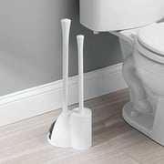 Idesign Una Plastic Toilet Bowl Brush And Plunger Combo Set For Bathroom Cleaning And Storage, White Idesign Una Plastic Toilet Bowl Brush And Plunger Combo Set For Bathroom Cleaning And Storage, White