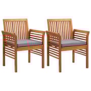 vidaXL Garden Dining Chairs with Cushions 2 pcs Solid Acacia Wood vidaXL Garden Dining Chairs with Cushions 2 pcs Solid Acacia Wood