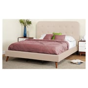 Garbo Mid Century Upholstered King Bed without Mattress Beige