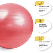 ULTIMAX Yoga Ball Exercise Fitness Heavy Duty Anti-Burst Stability Ball for Fitness Gym Yoga Pilates Birthing Pregnancy Physical Therapy with Quick Pump (85 cm- Red)