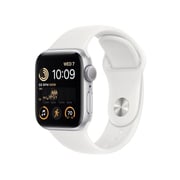 Apple Watch SE 2nd Gen (GPS) 40mm Silver Aluminum Case with White Sport Band - S/M - Silver