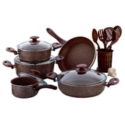 RoyalFord Granite Cookware Set Turkey Brown 15pcs