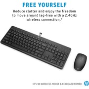 HP 230 Wireless Keyboard and Mouse Combo Set, 1600 Dpi, English Arabic, Black |18H24AA#ABV