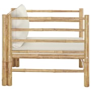 Vidaxl Garden Sofa With Cream White Cushions Bamboo Vidaxl Garden Sofa With Cream White Cushions Bamboo