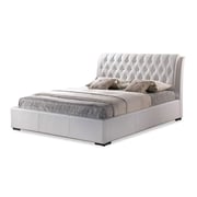 Leatherette Tufted Bed with Half-Medical Mattress King with Mattress White