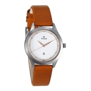 Titan White Dial Leather Watch For LAdies