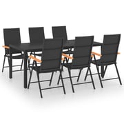 vidaXL 7 Piece Garden Dining Set Black and Brown vidaXL 7 Piece Garden Dining Set Black and Brown