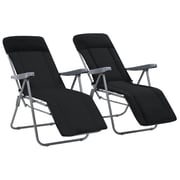 vidaXL Folding Garden Chairs with Cushions 2 pcs Black vidaXL Folding Garden Chairs with Cushions 2 pcs Black