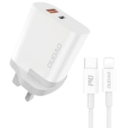 Dudao Dual Port Wall Charger with Lightning Cable 1m White Dudao Dual Port Wall Charger with Lightning Cable 1m White