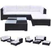 Vidaxl 5 Piece Garden Lounge Set With Cushions Poly Rattan Black Vidaxl 5 Piece Garden Lounge Set With Cushions Poly Rattan Black