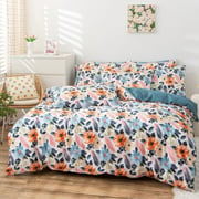 Luna Home Queen/double Size 6 Pieces Bedding Set Without Filler, Blue Color Floral Design