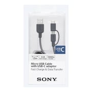 Sony Premium 2-in-1 Lightning and Micro USB Cable 1.5m - Grey