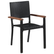 Vidaxl 5 Piece Outdoor Dining Set Poly Rattan And Acacia Wood Black Vidaxl 5 Piece Outdoor Dining Set Poly Rattan And Acacia Wood Black