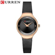 Curren CRN9028-BLK/RG-Elegant Ladies Stainless Steel Mesh Watch