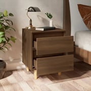 Vidaxl Bed Cabinet With Solid Wood Legs Brown Oak 40x35x50 Cm Vidaxl Bed Cabinet With Solid Wood Legs Brown Oak 40x35x50 Cm