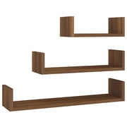 vidaXL Wall Display Shelves 3 pcs Brown Oak Engineered Wood vidaXL Wall Display Shelves 3 pcs Brown Oak Engineered Wood