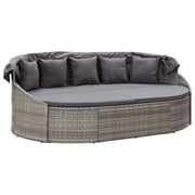 Vidaxl Outdoor Lounge Bed With Canopy Poly Rattan Grey Vidaxl Outdoor Lounge Bed With Canopy Poly Rattan Grey