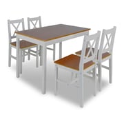 vidaXL 5 Piece Dining Set Brown and White vidaXL 5 Piece Dining Set Brown and White
