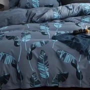 King Size MultiColored Banana Leaves Design Bedding Set of 6 Pieces