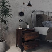 Vidaxl Bed Cabinet With Metal Legs Smoked Oak 40x35x50 Cm Vidaxl Bed Cabinet With Metal Legs Smoked Oak 40x35x50 Cm