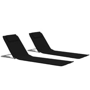 vidaXL Folding Beach Mats 2 pcs Steel and Fabric Black vidaXL Folding Beach Mats 2 pcs Steel and Fabric Black