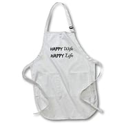 3Drose Apr_200670_2 Happy Wife Happy Life Black Letters On White Background Medium Length Apron With Pouch Pockets, 22 By 24-Inch 3Drose Apr_200670_2 Happy Wife Happy Life Black Letters On White Background Medium Length Apron With Pouch Pockets, 22 By 24-Inch