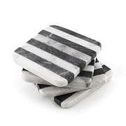 Thirstystone Old Hollywood Square B&W Striped Marble Coasters (Set Of 4), Multicolor Thirstystone Old Hollywood Square B&W Striped Marble Coasters (Set Of 4), Multicolor