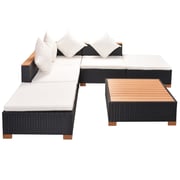 Vidaxl 6 Piece Garden Lounge Set With Cushions Poly Rattan Black Vidaxl 6 Piece Garden Lounge Set With Cushions Poly Rattan Black