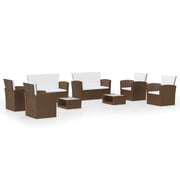 vidaXL 8 Piece Garden Lounge Set with Cushions Poly Rattan Brown vidaXL 8 Piece Garden Lounge Set with Cushions Poly Rattan Brown