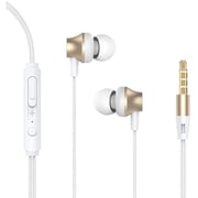 Devia HP59S Wired In Ear Earphone with Remote and Mic White and Gold Devia HP59S Wired In Ear Earphone with Remote and Mic White and Gold
