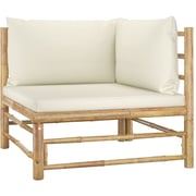 Vidaxl Garden Corner Sofa With Cream White Cushions Bamboo Vidaxl Garden Corner Sofa With Cream White Cushions Bamboo